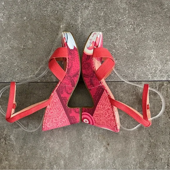 Desigual Red and Multicolor Platform Sandals - Picture 4 of 11